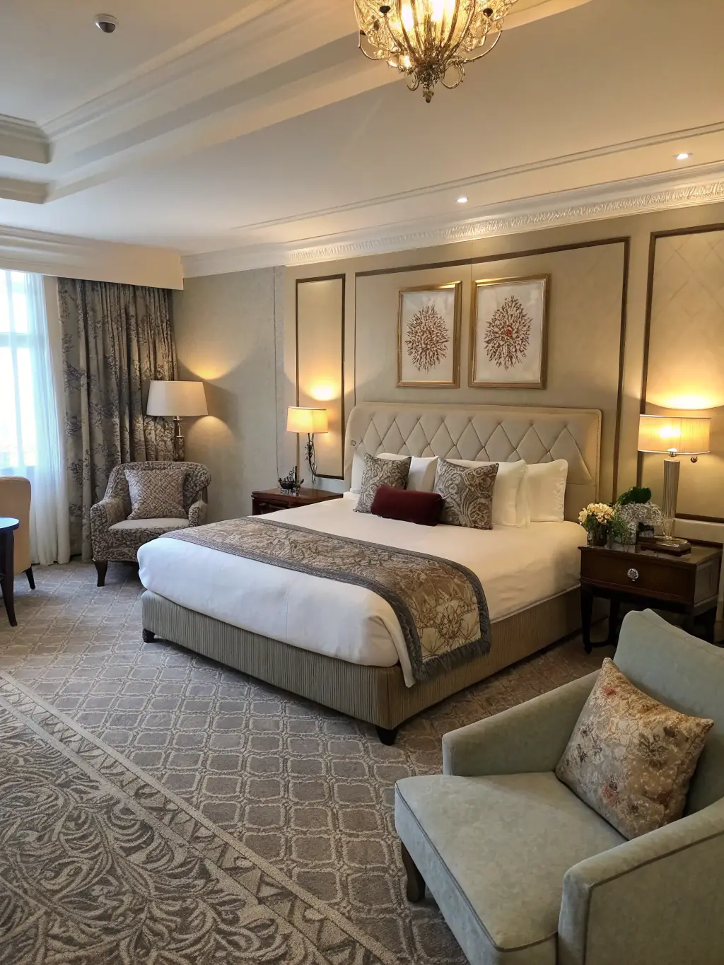 A bright, sunlit image of the interior of a Deluxe Villa at Southport Tourist Park, showcasing modern furnishings, a comfortable bed, and a relaxing atmosphere.